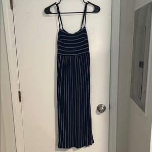 Navy Blue Striped Maxi Dress